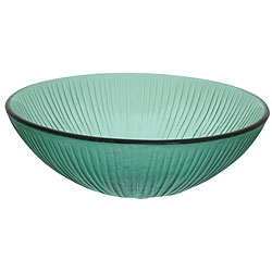 DeNovo Round Grooved Green Glass Vessel Sink