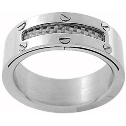Stainless Steel White Carbon Fiber Peak-a-boo Ring