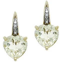 18k Gold over Sterling Silver Lime Quartz Heart Earrings