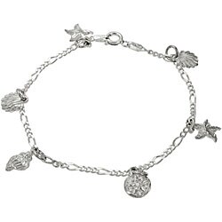 Sterling Silver Sea Shell Charm Bracelet