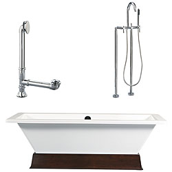Tella Wood Plinth and Tub with Floor Faucet Package