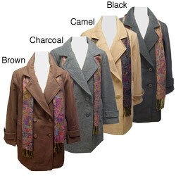 Komitor Women's Plus Size Wool Pea Coat