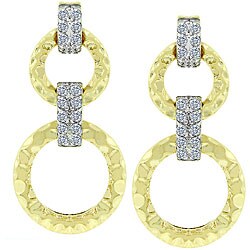 Two-tone CZ Azteca Graduated Drop Earrings
