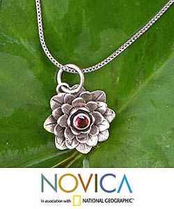 Garnet 'Sacred Red Lotus' Necklace (Indonesia)