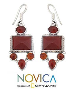 Sterling Silver Carnelian 'Palace' Earrings (India)