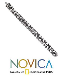 Sterling Silver 'Floral Bubbles' Bracelet (India)