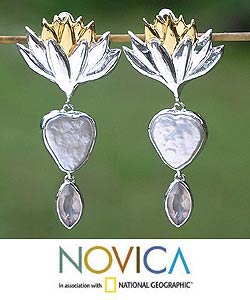 Goldplated Silver 'Innocent Lotus' Earrings (Indonesia)