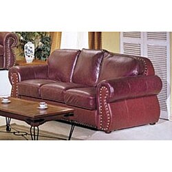 San Joaquin Burgundy Leather Sofa