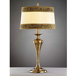 Antique Brass Table Lamp with Hardback Shade