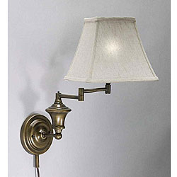 Swing Arm Antique Brass Plug-in Wall Lamp