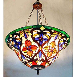 Tiffany-style Victorian Inverted Hanging Pendant