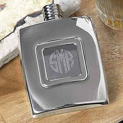 Stainless Steel Monogrammed Hip Flask