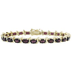 18k Gold over Sterling Silver Garnet Link Bracelet