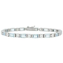 Sterling Silver Blue Topaz and CZ Bracelet