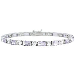 Sterling Silver Amethyst and CZ Bracelet