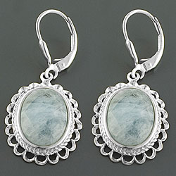 Sterling Silver Aquamarine Dangle Earrings (China)