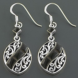 Sterling Silver Black Onyx Earrings (Thailand)