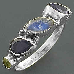 Sterling Silver Multi-gemstone Size 9 Ring (India)