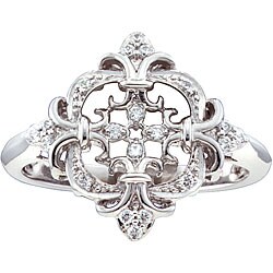 Sterling Silver 1/10ct TDW Diamond Fluer de Lis Ring