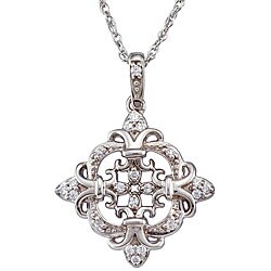 Silver 1/8ct TDW Diamond 'Fluer de Lis' Necklace