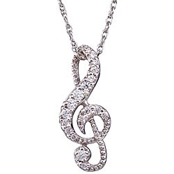 Sterling Silver 1/5ct TDW Diamond Music Note Necklace