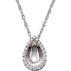 Sterling Silver 1/8ct TDW Diamond Teardrop Necklace