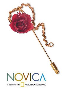 Goldplated Natural Rose 'Heart of Rose' Stickpin (Thailand)