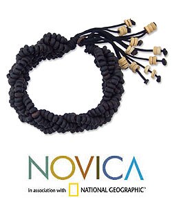 Coconut Shell 'Black Forest Braid' Bracelet (Thailand)
