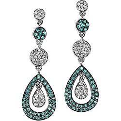 14k Gold 1ct TDW Blue and White Diamond Earrings (H-I, I2-I3)