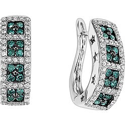 14k Gold 1 1/4ct TDW Blue and White Diamond Earrings (H-I, I2-I3)