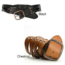 Linea Pelle Women's Sliced Leather Stud Belt