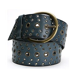 Linea Pelle Women's Wide Navy Grommets Belt