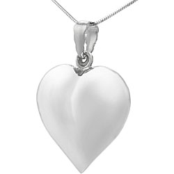 Sterling Silver Large Puffed Heart Necklace