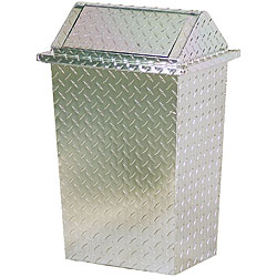 Diamond Plate Trash Can with Revolving Lid
