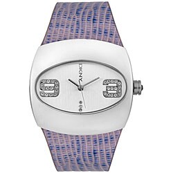 DKNY Women's Rhinestone Purple Leather Strap Watch