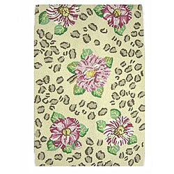 Hand-hooked Camellia Jungle Area Rug (2'3 x 5'6)