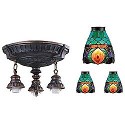 Tiffany-style Peacock Design Bronze Ceiling Fixture