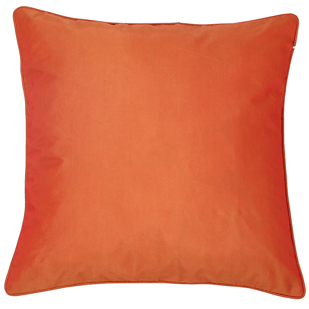 Decorative Floral Swirls Orange/ Red Cushion Cover