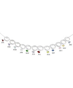 Sterling Silver Synthetic Birthstone Charm Necklace
