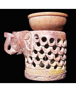 Elephant Soap Stone Aroma Candleholder Statue (India)