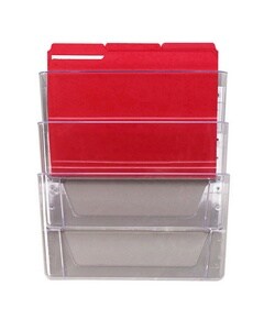 Stackable Wall Pockets, 3 Compartments, 13''x4''x14'', Clear (Each)