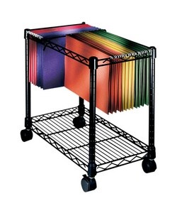 Fellows Black Metal Rolling File Cart