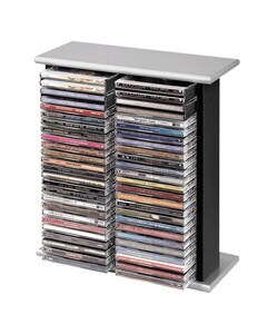 CD Rack, 50 Capacity, Black/Silver