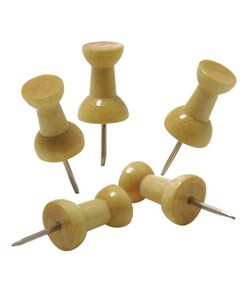Wooden Push Pins, Easy To Remove (Pack of 40)