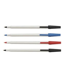 Ballpoint Stick Pen,Medium Point,Light Gray Barrel,Blue Ink