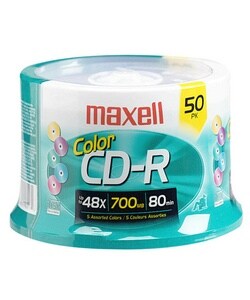 Maxell 80 Min/700MB 50 Color CD-R Spindle