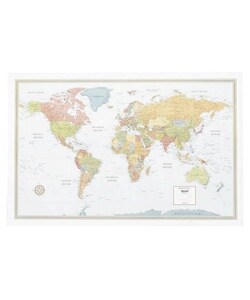 Deluxe World Wall Laminated Map, 50''x32''
