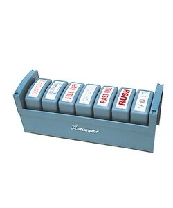One Color Title Stamps, 1/2''x1-5/8'', Turquoise (Each)