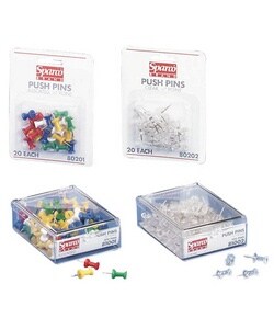 Push Pins, 3/8'' Point, 1/2'' Heads, Clear (Box of 100)