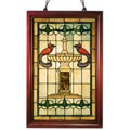 Tiffany-style Two Birds Wooden Window Panel